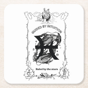Posavasos Cuadrado De Papel Diseño Celestial Intuición de Piscis