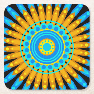 Posavasos Cuadrado De Papel Diseño Círculo de arte de Mandala geométrica 48256