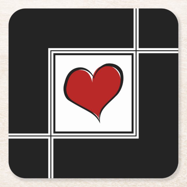 Posavasos Cuadrado De Papel Diseño de amor (Anverso)