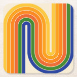 Posavasos Cuadrado De Papel Diseño de arco doble geométrico retro<br><div class="desc">Diseño De Arco Doble Geométrico Futurista De Mediano Siglo Retro Y Colorido.</div>