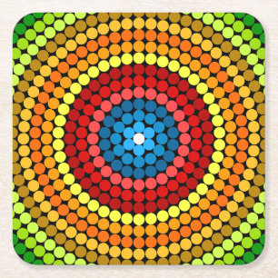 Posavasos Cuadrado De Papel Diseño de arte de mandala abstracto punteado-65904