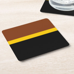 Posavasos Cuadrado De Papel Diseño de bloques de color negro amarillo marrón