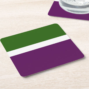 Posavasos Cuadrado De Papel Diseño de bloques de color verde blanco morado