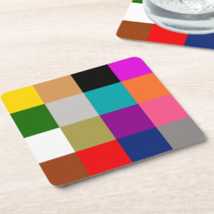 Posavasos Cuadrado De Papel Diseño de bloques de colores negrita multicolores