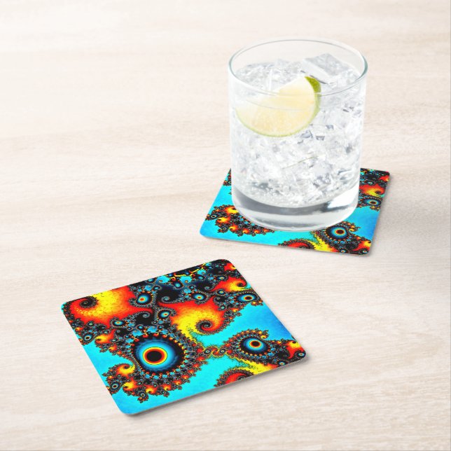 Posavasos Cuadrado De Papel Diseño de círculo (In situ)