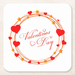 Posavasos Cuadrado De Papel Diseño de Círculo del Día de San Valentín-25695