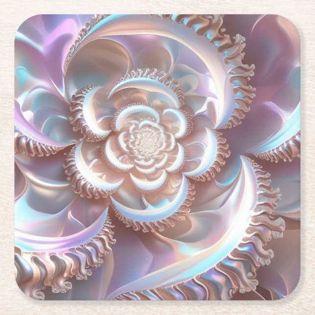 Posavasos Cuadrado De Papel Diseño de concha espiral (Anverso)