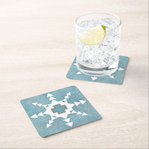 Posavasos Cuadrado De Papel Diseño de copo de nieve geométrico de invierno del