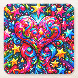 Posavasos Cuadrado De Papel Diseño de corazón