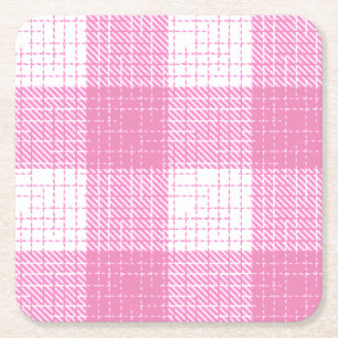Posavasos Cuadrado De Papel Diseño de cuadros de cuadros en negrita rosa y bla