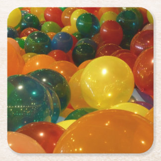 Posavasos Cuadrado De Papel Diseño de Fiestas coloridos de globos
