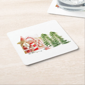 Posavasos Cuadrado De Papel Diseño de Gnome XMAS 2