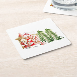 Posavasos Cuadrado De Papel Diseño de gnomo de NAVIDAD 2