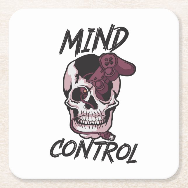 Posavasos Cuadrado De Papel Diseño de juegos de control mental (Anverso)
