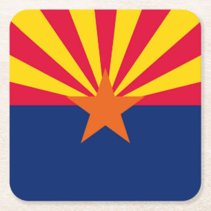 Posavasos Cuadrado De Papel Diseño de la bandera del estado de Arizona