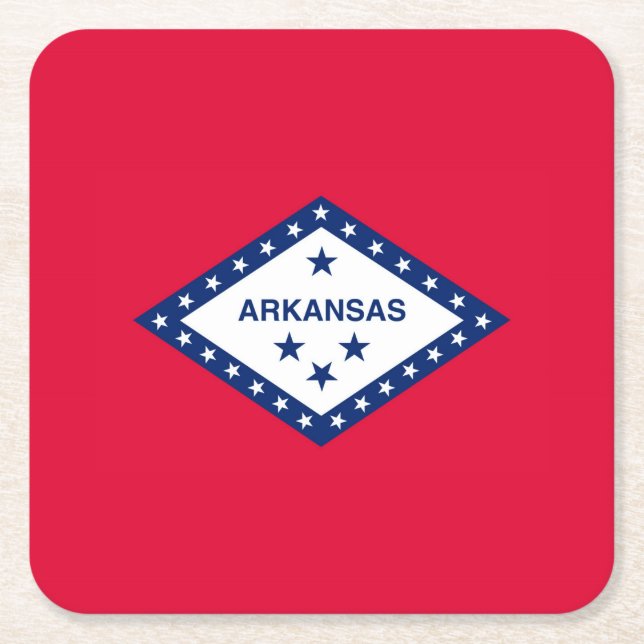 Posavasos Cuadrado De Papel Diseño de la bandera del estado de Arkansas (Anverso)