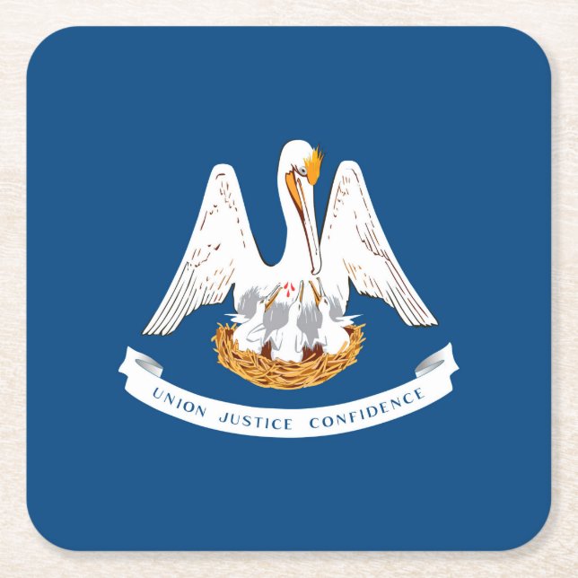 Posavasos Cuadrado De Papel Diseño de la bandera del estado de Louisiana (Anverso)
