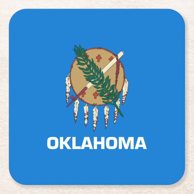 Posavasos Cuadrado De Papel Diseño de la bandera del estado de Oklahoma (Anverso)