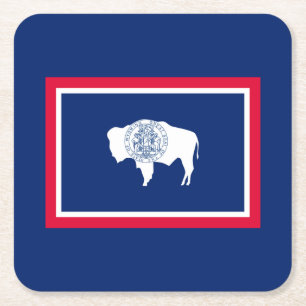 Posavasos Cuadrado De Papel Diseño de la bandera del estado de Wyoming