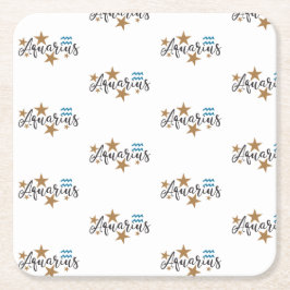 Posavasos Cuadrado De Papel Diseño de la estrella Aquarius Zodiac
