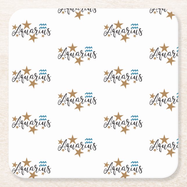Posavasos Cuadrado De Papel Diseño de la estrella Aquarius Zodiac (Anverso)