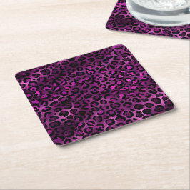 Posavasos Cuadrado De Papel Diseño de la serie Leopardo de oro y púrpura 3