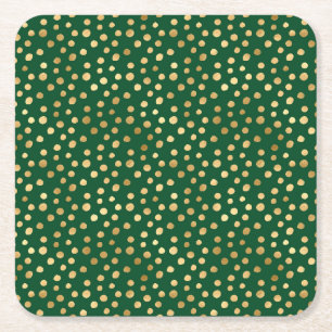 Posavasos Cuadrado De Papel Diseño de la serie Safari Esmeralda y Oro 11