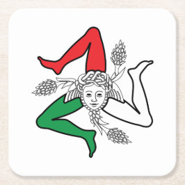Posavasos Cuadrado De Papel Diseño de Medusa Trinacria Siciliana
