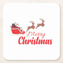Posavasos Cuadrado De Papel Diseño de navidades y renos