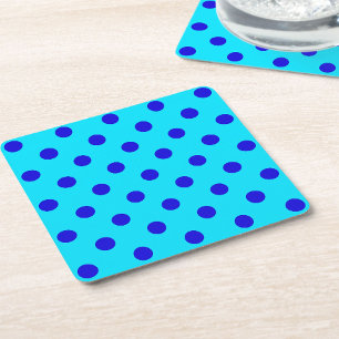 Posavasos Cuadrado De Papel Diseño de Patrón de Lunares Azules Sobre Cian