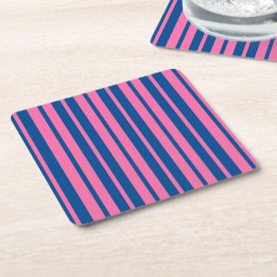 Posavasos Cuadrado De Papel Diseño de patrón de rayas elegantes rosa azul