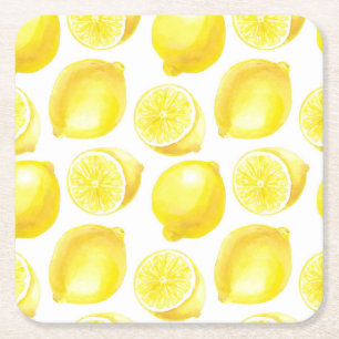 Posavasos Cuadrado De Papel Diseño de patrones de lemones