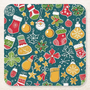 Posavasos Cuadrado De Papel Diseño de patrones muy Navidades