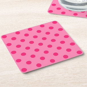 Posavasos Cuadrado De Papel Diseño De Puntos De Polka Rosado En Pink