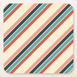 Posavasos Cuadrado De Papel Diseño de rayas diagonales multicolores