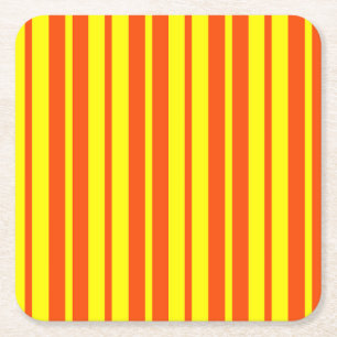 Posavasos Cuadrado De Papel Diseño de rayas estilizadas de color amarillo nara