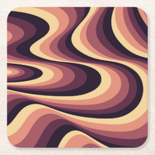 Posavasos Cuadrado De Papel Diseño de remolinos abstractos púrpura, rosa y bei