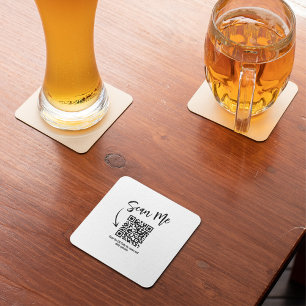 Posavasos Cuadrado De Papel Diseño de restaurante de código QR Scan Me minimal