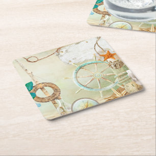 Posavasos Cuadrado De Papel Diseño de Serie Náutica 2