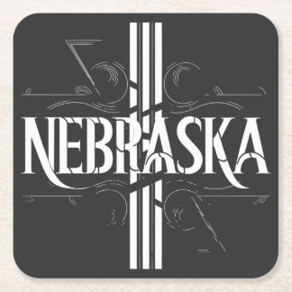 Posavasos Cuadrado De Papel Diseño de texto de estilo vintage Nebraska