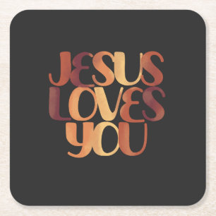 Posavasos Cuadrado De Papel Diseño de tipografía cristiana que Jesús ama