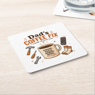 Posavasos Cuadrado De Papel Diseño de vida relajante para el café de papá