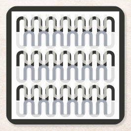 Posavasos Cuadrado De Papel Diseño deco retro de arte monocromático