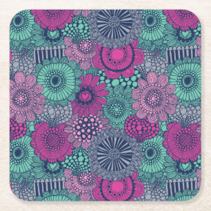 Posavasos Cuadrado De Papel Diseño elegante y luminoso de flores preciosas