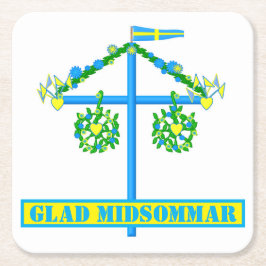 Posavasos Cuadrado De Papel diseño escandinavo,Personalized Glad midsommar