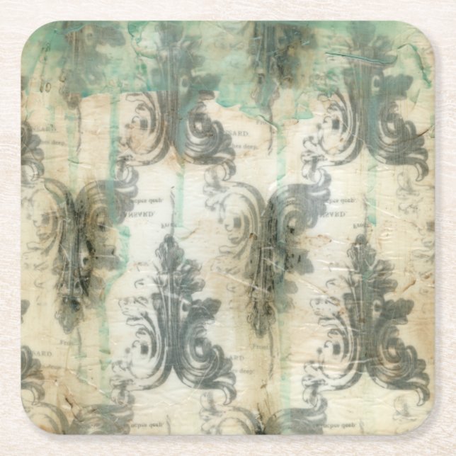 Posavasos Cuadrado De Papel Diseño Fleur De Lis moderno (Anverso)