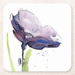 Posavasos Cuadrado De Papel Diseño floral del verano con el extracto pintado a