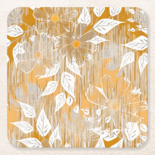 Posavasos Cuadrado De Papel Diseño floral elegante.