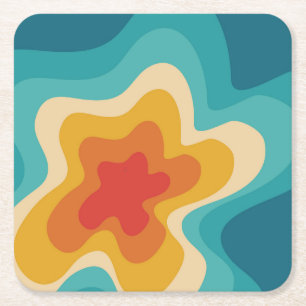 Posavasos Cuadrado De Papel Diseño giratorio de estilo retro colorido