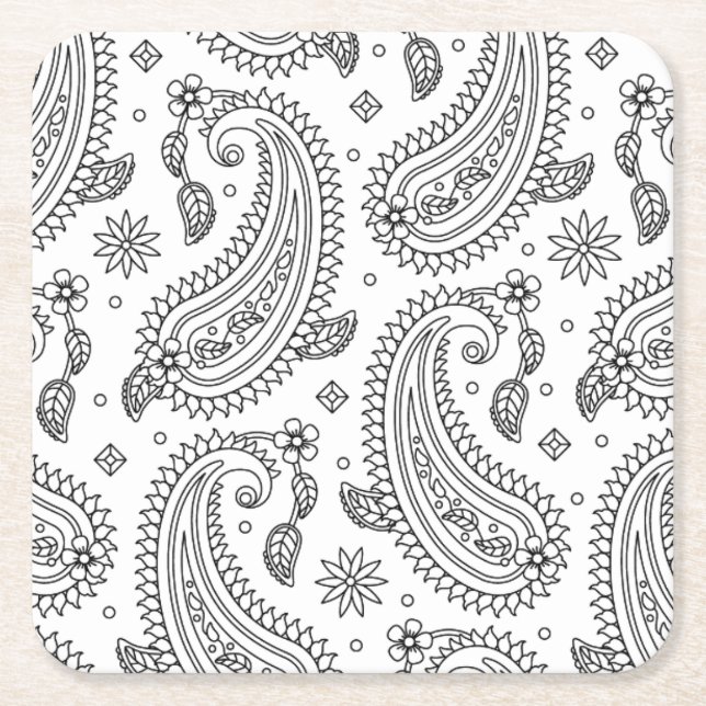 Posavasos Cuadrado De Papel Diseño inspirado de Paisley (Anverso)